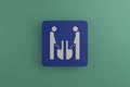 Male toilet sign for urinating 3D render illustration