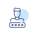 Male user avatar and password input box. Secure user login. Pixel perfect, editable stroke icon