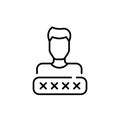 Male user avatar and password input box. Secure user login. Pixel perfect vector icon