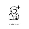 Male User Manager face icon. Trendy modern flat linear vector Ma