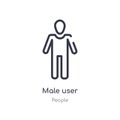 male user outline icon. isolated line vector illustration from people collection. editable thin stroke male user icon on white