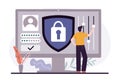 Male user setting private account. Concept of personal data protection and secure sign-in. Users use secure login and