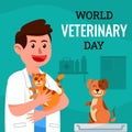 Male Veterinarian With Happy Cat And Dog Royalty Free Stock Photo