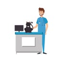 male veterinary doctor with cat