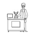 Male veterinary doctor with dog