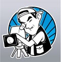 Male Videographer With Blue Circle Illustration