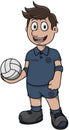 Male Volley Player Cartoon Color Illustration