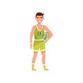 Male volleyball player, professional sportsman character in uniform with ball, active sport lifestyle concept vector