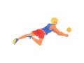 Male Volleyball Player, Professional Sportsman Character Wearing Sports Uniform in Motion Vector Illustration