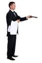 Male waiter holding out menu Royalty Free Stock Photo
