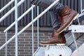 Male walking downstairs Royalty Free Stock Photo