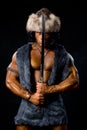 Male warrior with sword raised. Royalty Free Stock Photo
