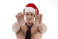 Male wearing christmas hat Royalty Free Stock Photo