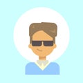 Male Wearing Sun Glasses Emotion Profile Icon, Man Cartoon Portrait Happy Smiling Face Royalty Free Stock Photo