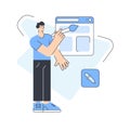 Male web developer designer creating multimedia website content user interface color brush vector