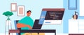 Male web developer using laptop creating program code development of software and programming concept Royalty Free Stock Photo