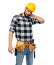 Male worker or builder with neck pain