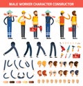 Male Worker Character Constructor Composition Royalty Free Stock Photo