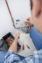 male worker checking water supply Royalty Free Stock Photo