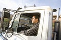 Male Worker Driving Truck