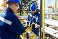 Male worker inspection visual pipeline oil and gas