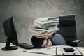 Male worker naps with document Royalty Free Stock Photo
