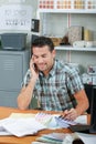 male worker on phone Royalty Free Stock Photo