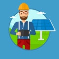 Male worker of solar power plant.