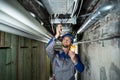 Male Worker Using Multimeter Royalty Free Stock Photo