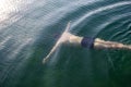 Male young swimmer underwater - sea, swimming lessons, diving Royalty Free Stock Photo