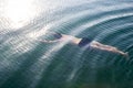 Male young swimmer underwater - sea, swimming lessons, diving Royalty Free Stock Photo