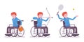 Male young wheelchair user doing sport activity