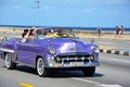 Malecon in Havana with American car, Cuba Royalty Free Stock Photo