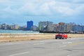 Malecon in Havana with typical american car, Cuba Royalty Free Stock Photo