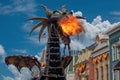 Maleficient dragon throwing fire in Disney Festival of Fantasy Parade at Magic Kigndom 2