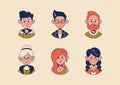 Males and females different ages avatars. Flat style vector illustration isolated on white background.