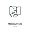 Maletsunyane outline vector icon. Thin line black maletsunyane icon, flat vector simple element illustration from editable culture