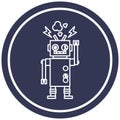 malfunctioning robot circular icon Royalty Free Stock Photo