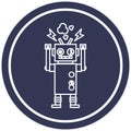 malfunctioning robot circular icon Royalty Free Stock Photo