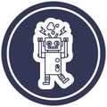 malfunctioning robot circular icon symbol Royalty Free Stock Photo