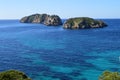 Malgrats Islands from Mallorca with waves from the Mediterranean Sea Royalty Free Stock Photo