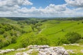 Malham Cove view from walk to top of the tourist attraction in Yorkshire Dales National Park UK Royalty Free Stock Photo