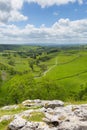 Malham Cove view from walk to top of the tourist attraction in Yorkshire Dales National Park UK Royalty Free Stock Photo