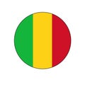 Mali circle vector flag with green, yellow, and red vertical stripes for African push button concepts. Royalty Free Stock Photo