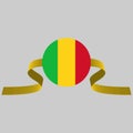 Mali flag with ribbon behind