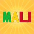 Mali flag text with sunburst illustration