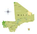 Mali highly detailed physical map