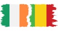 Mali and Ireland grunge flags connection vector