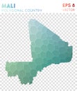 Mali polygonal map, mosaic style country.