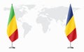 Mali and Romania flags for official meeting